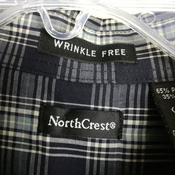 North Crest Mens Shirt Button Down Wrinkle Free Blue Plaid Long Sleeve XL - Picture 11 of 12